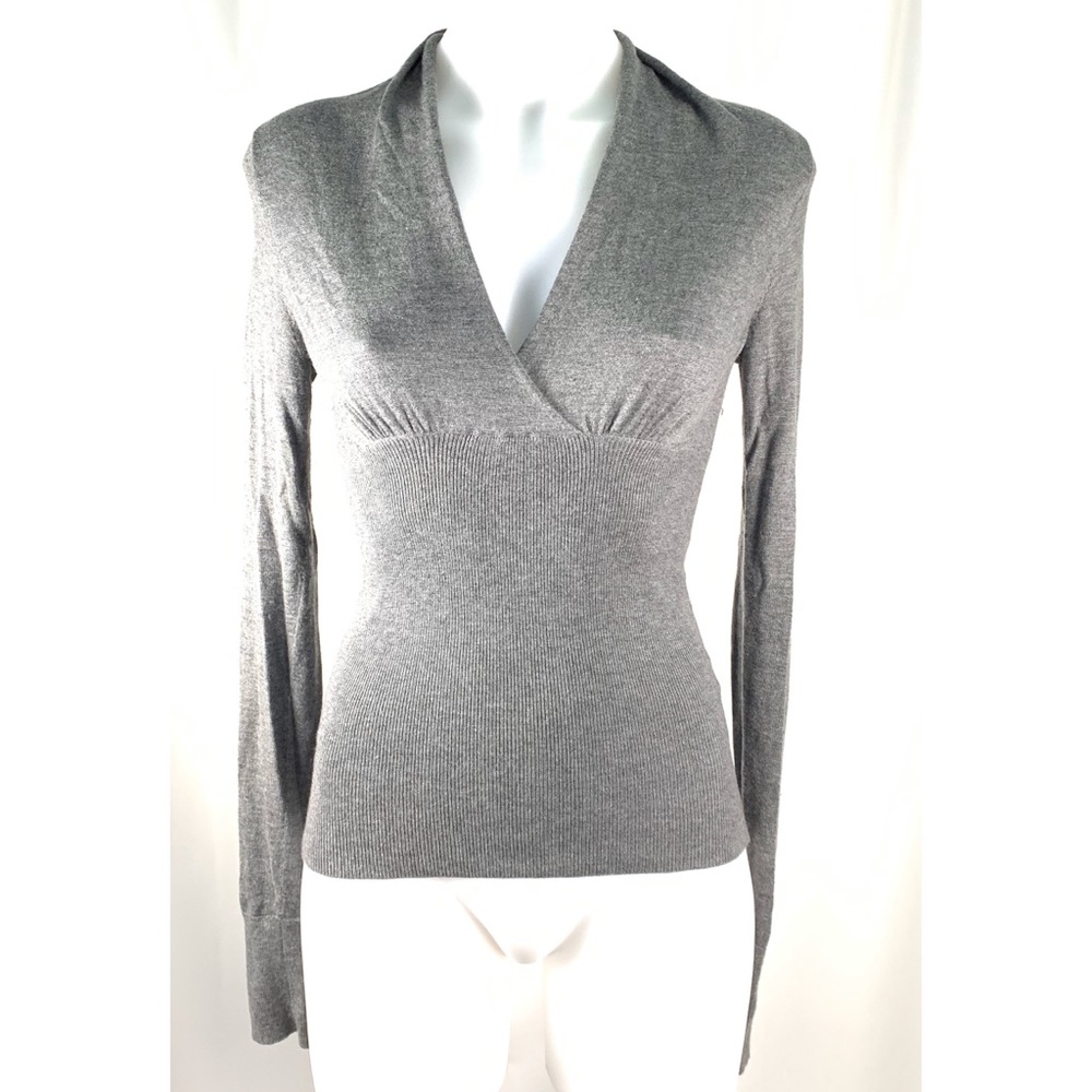 Express XSmall Gray Plunge V Neck Sweater